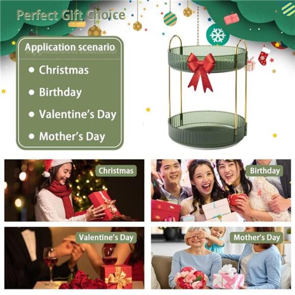 Rotating Makeup Organizer for Vanity 2 Tier, Skincare Clear Make Up Storage - Picture 6 of 7